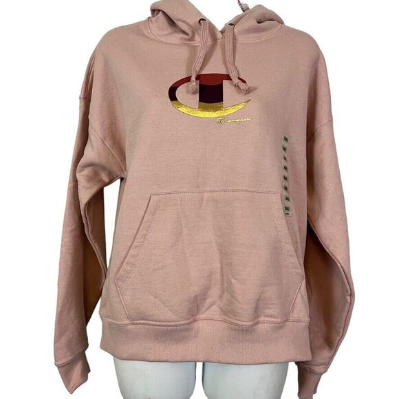 Champion Womens Powerblend Fleece Lined Hoodie Metallic Logo Sweatshirt NWT sz S - Picture 1 of 16